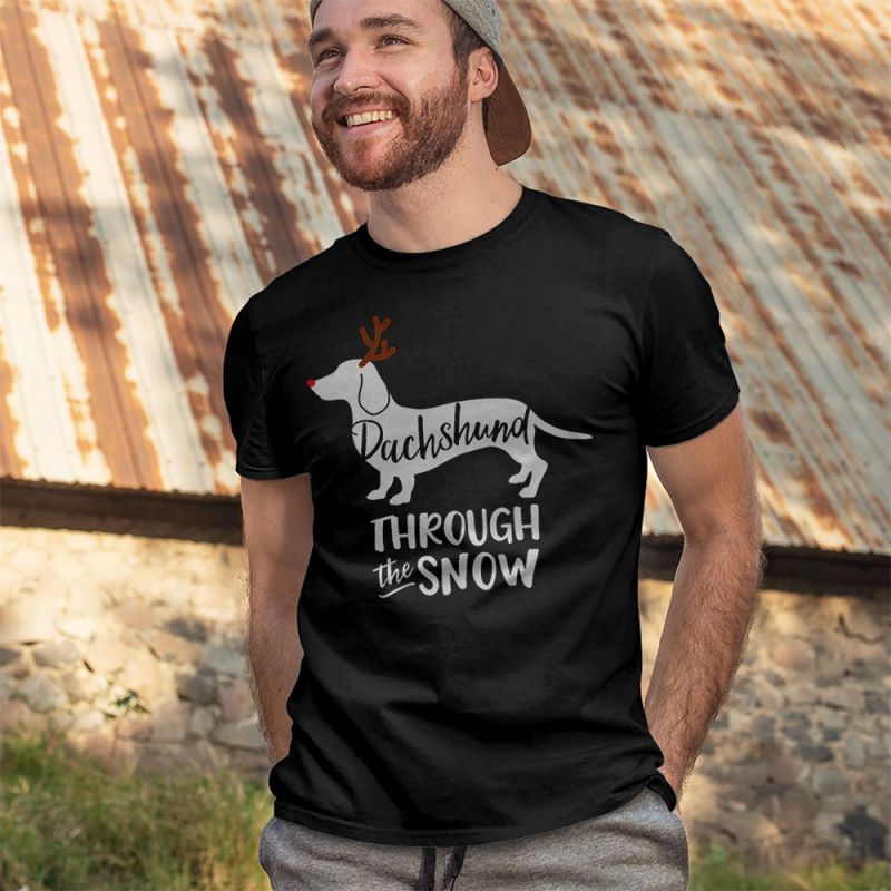 Dachshund Through The Snow T-Shirts, Hoodies for Men, Women, Kids