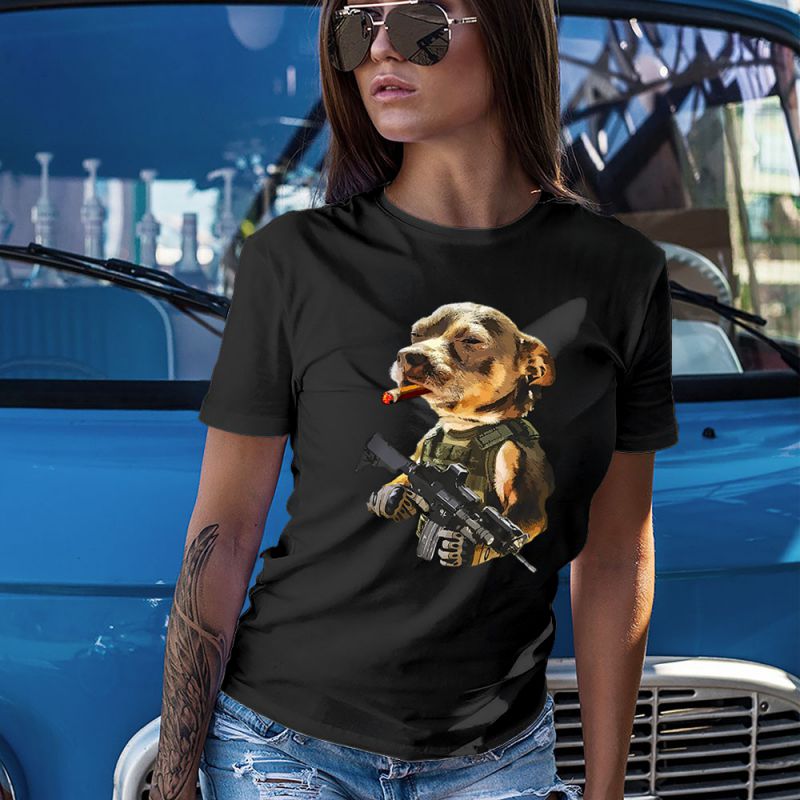 Army Pitbull Cigar Badass Women's T-Shirt