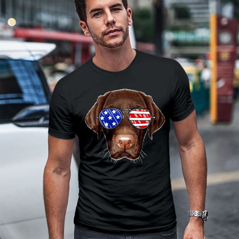 Chocolate Labrador Merica Glasses Men's T-Shirt