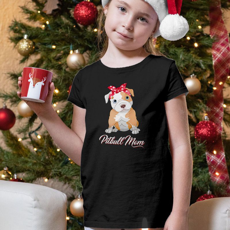 Funny Bandana Pitbull Mom Unisex Youth Kids T-Shirt