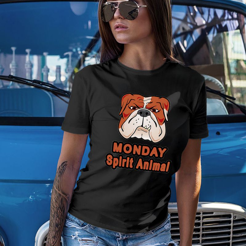 Funny Bulldog Monday Spirit Animal Women's T-Shirt