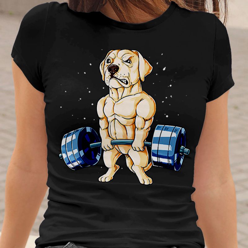 Funny Yellow Labrador in Gym Fitness Women's T-Shirt