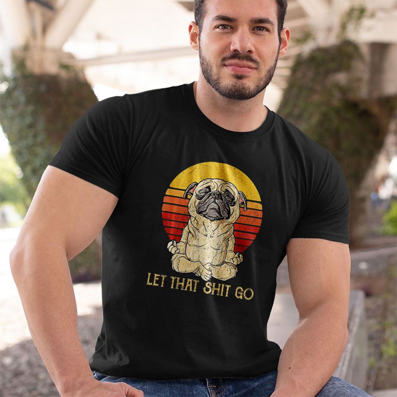 Let That Shit Go Pug Yoga Vintage Men's T-Shirt
