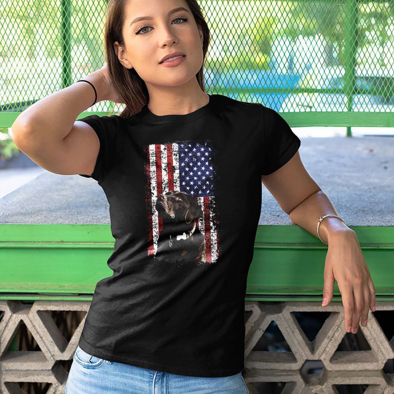 Patriotic Usa Flag Chocolate Labrador Women's T-Shirt