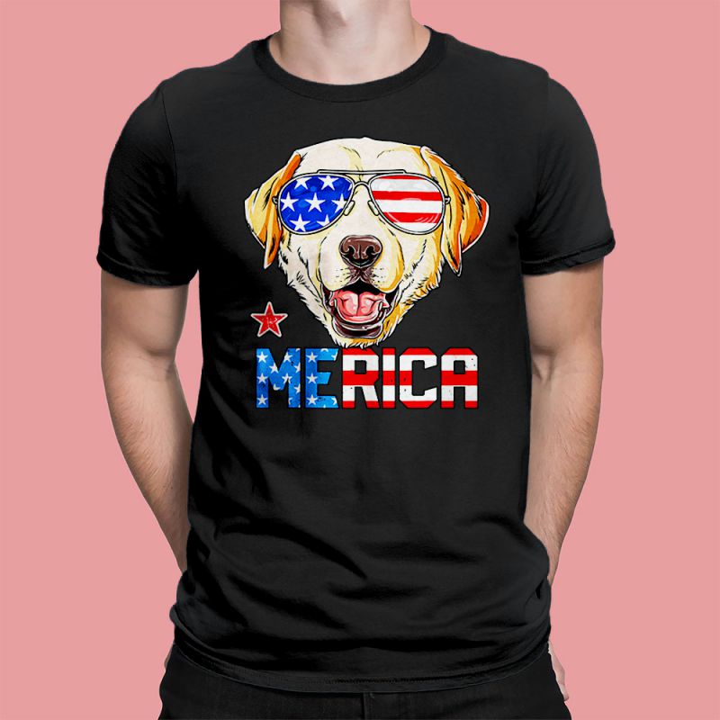 Yellow Labrador 4Th Of July American Sunglass Men's T-Shirt